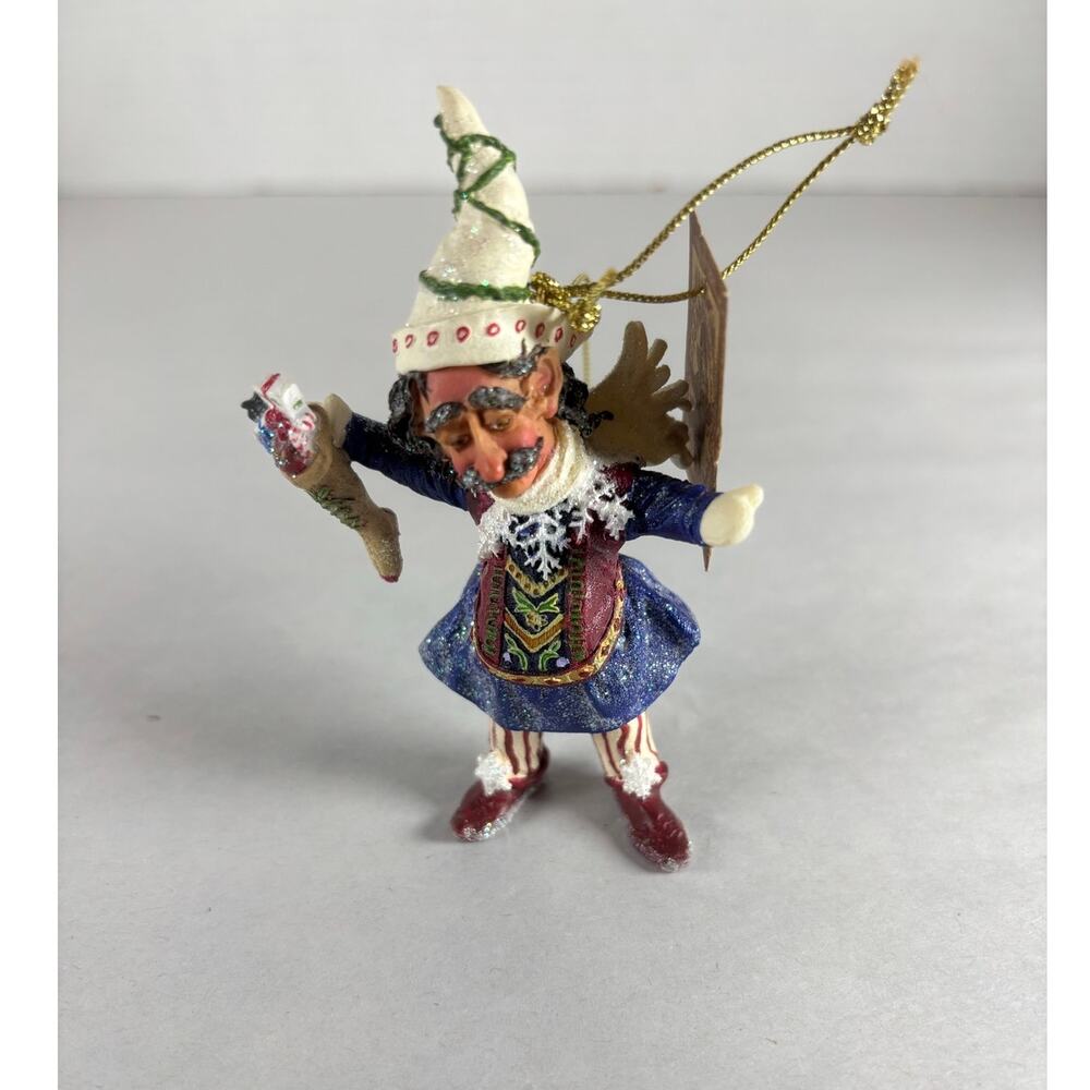 RARE Demdaco Drolleries 2003 Uncle Sam Patriotic Elf Christmas Ornament 4"